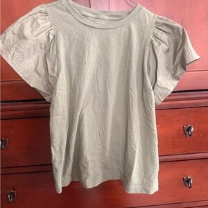 Old Navy Olive Short Sleeve Puff Shoulder Tee